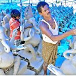Eco-Friendly Ganeshas Getting Ready